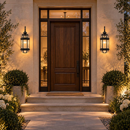 Vintage Outdoor Wall Light Brass Construction Clear Glass Shade Hardwired Waterproof IP56