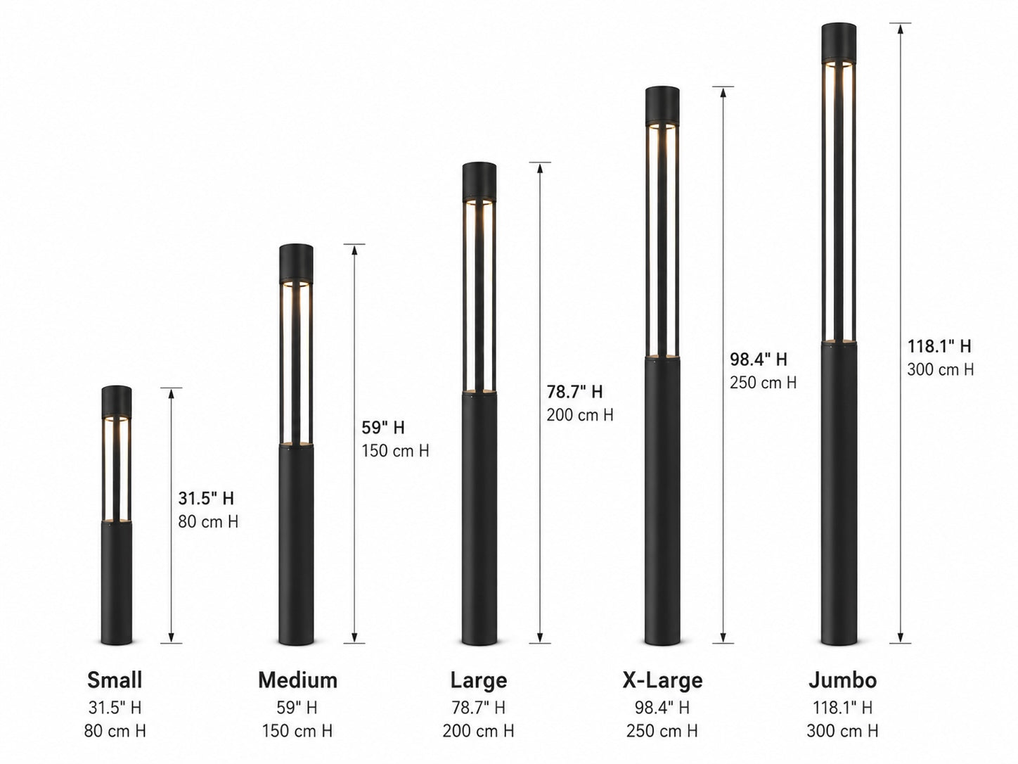 Modern LED Bollard Light Adjustable Height Round Square Aluminum Acrylic Warm White Outdoor