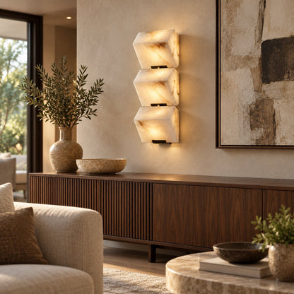 Modern Wall Light Wall Mounted Metal Frame Alabaster Shade LED for Staircase Illumination