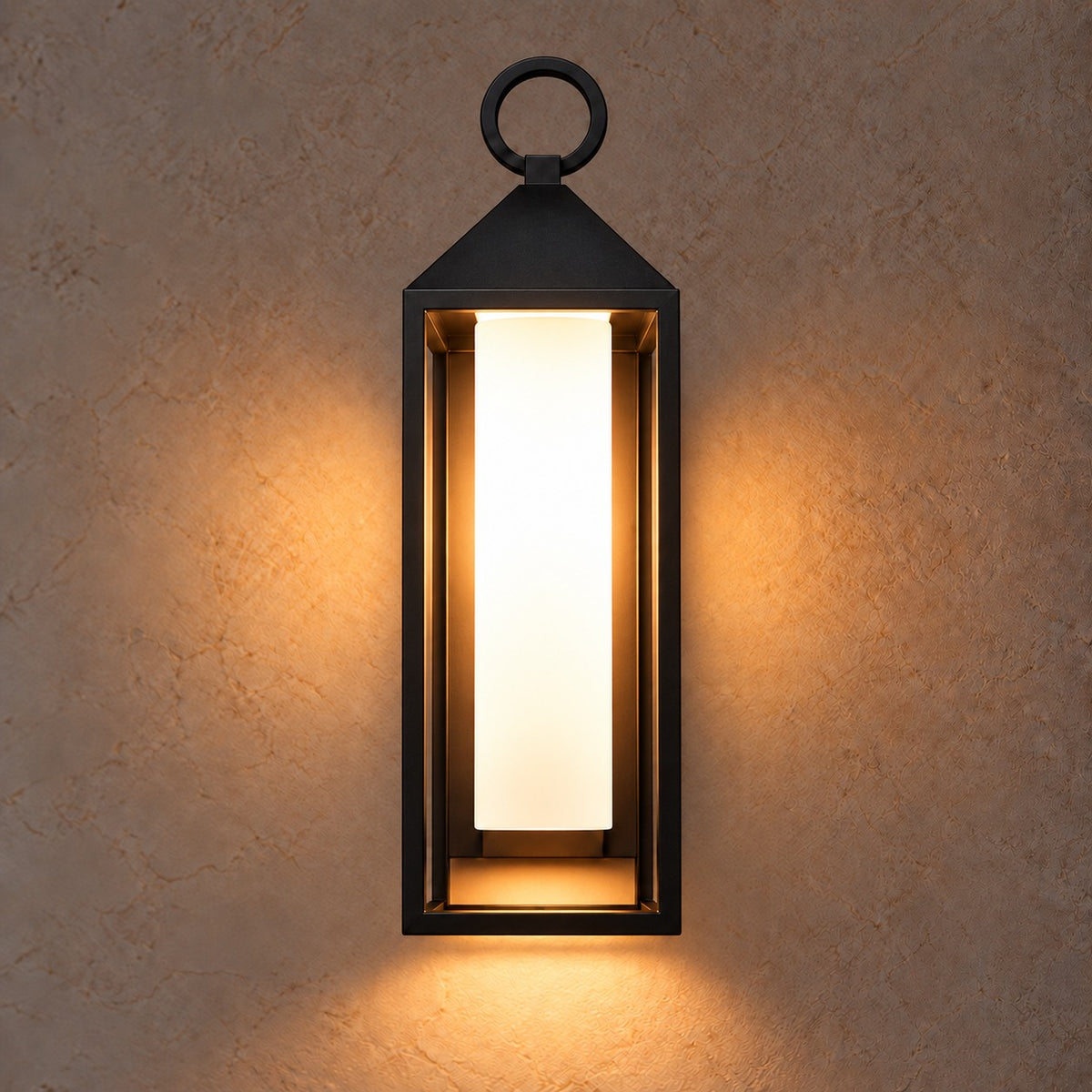 Modern Rustic Outdoor Wall Light Rectangular Lantern Die-Cast Aluminum LED 3000K Waterproof