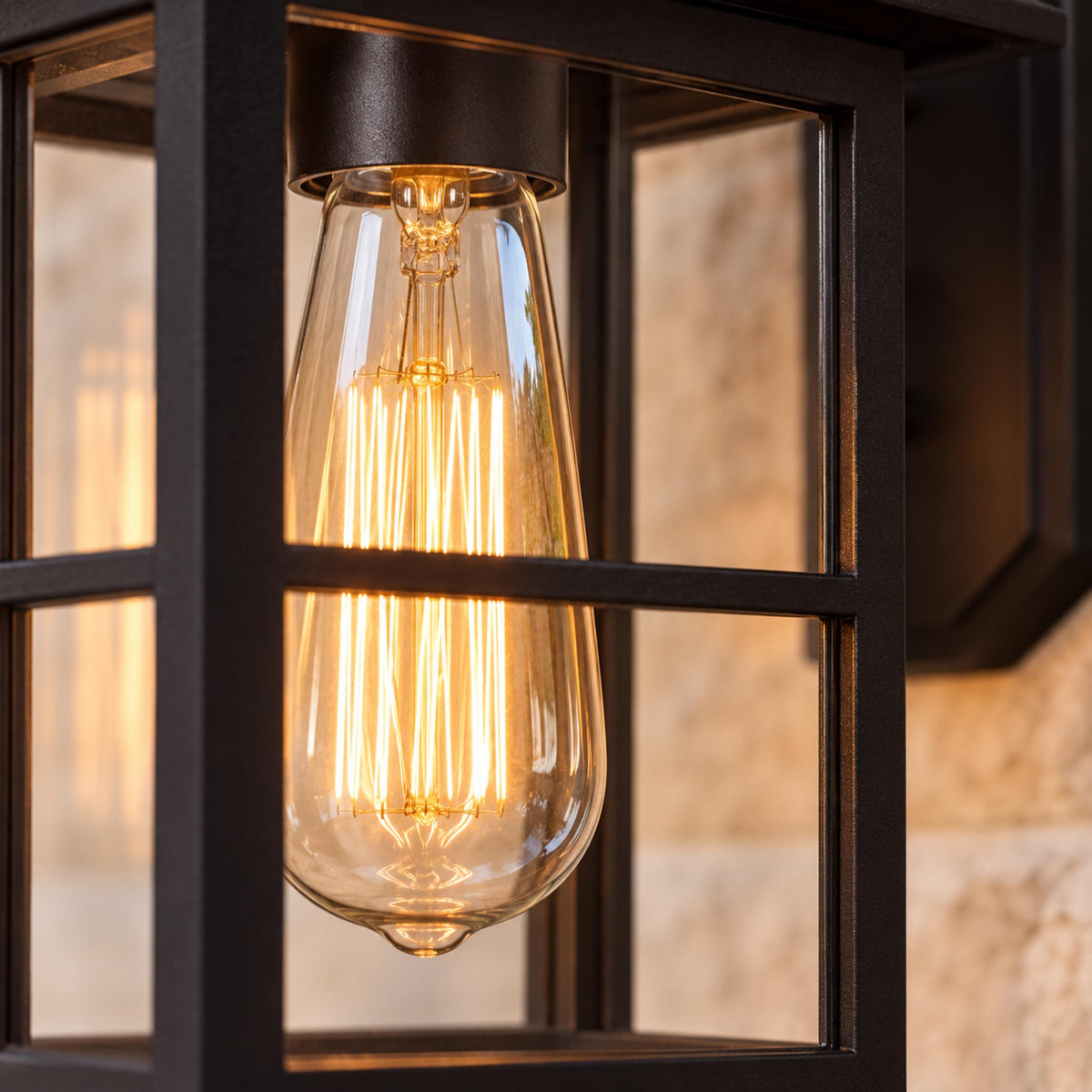 Classic Black Outdoor Wall Lantern IP65 Rated Aluminum Sconce with Glass Shade E26/E27 Socket