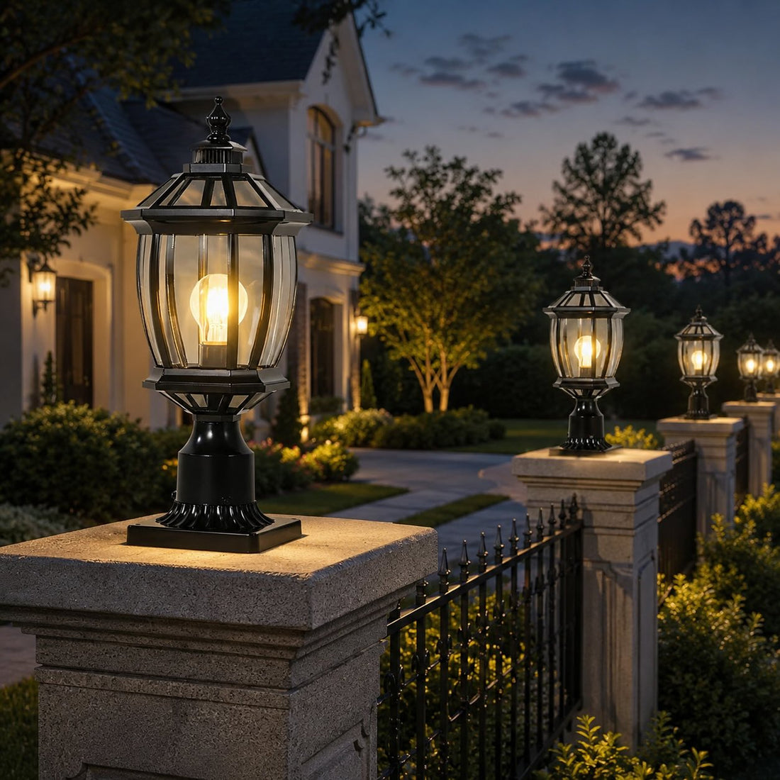 Minimalist Solar Outdoor Pillar Light Waterproof Aluminum Garden Fixture with Remote Control LED