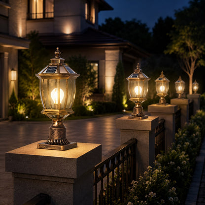 Minimalist Solar Outdoor Pillar Light Waterproof Aluminum Garden Fixture with Remote Control LED