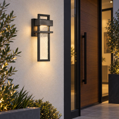 Modern Black Outdoor Wall Light Wall Mounted Aluminum 12W LED Waterproof for Exterior Use