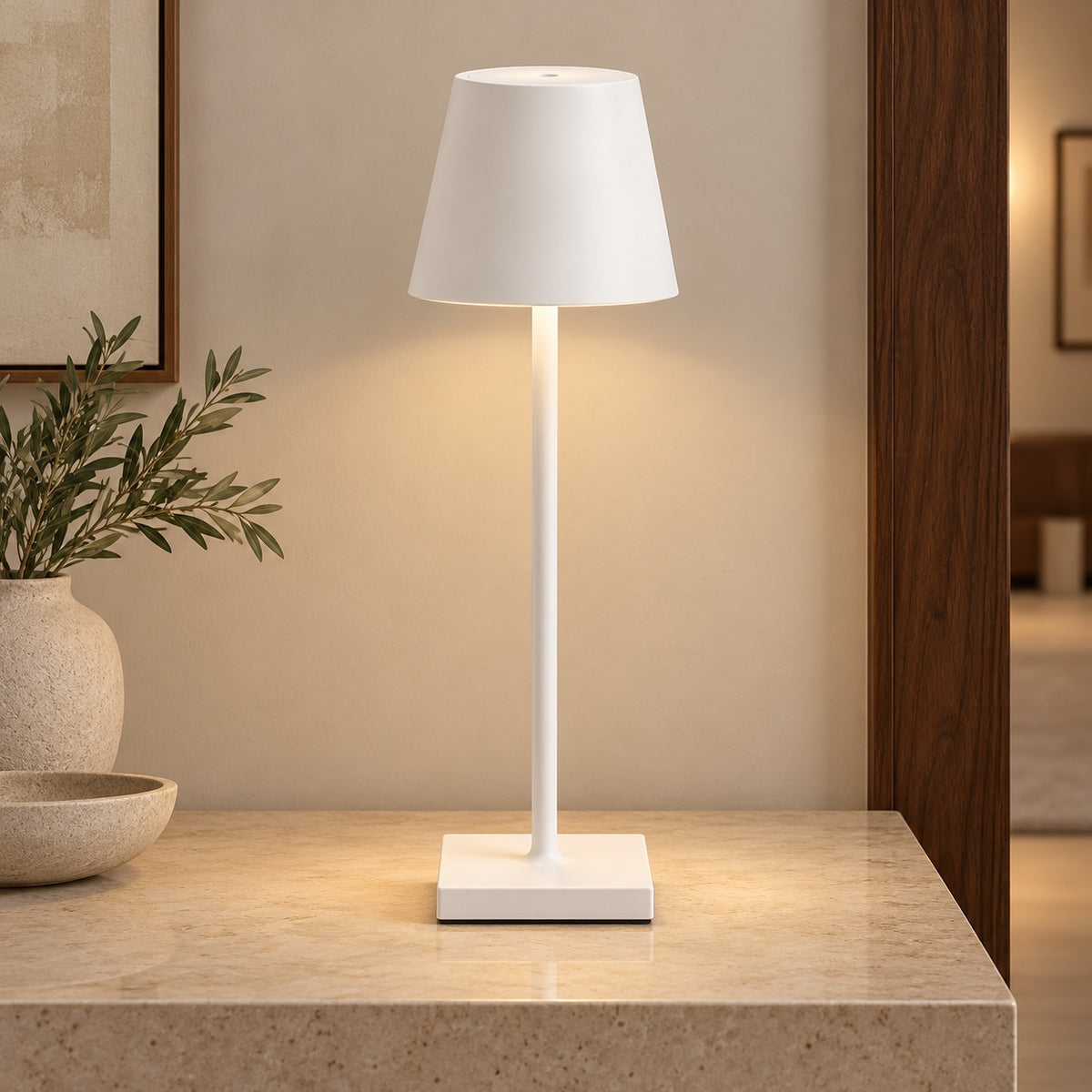 Modern Cordless Table Lamp Adjustable Brightness Rechargeable Battery LED Design for Home Office