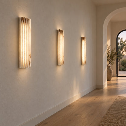 Modern Wall Light Wall Mounted Metal Alabaster Shade Dimmable LED for Contemporary Spaces