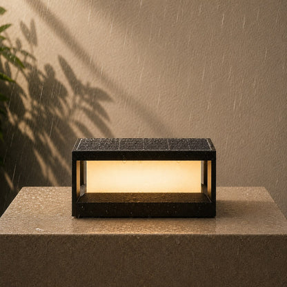 Modern Outdoor Pillar Light Solar Waterproof Aluminum LED Black Dimmable Warm White 3200K