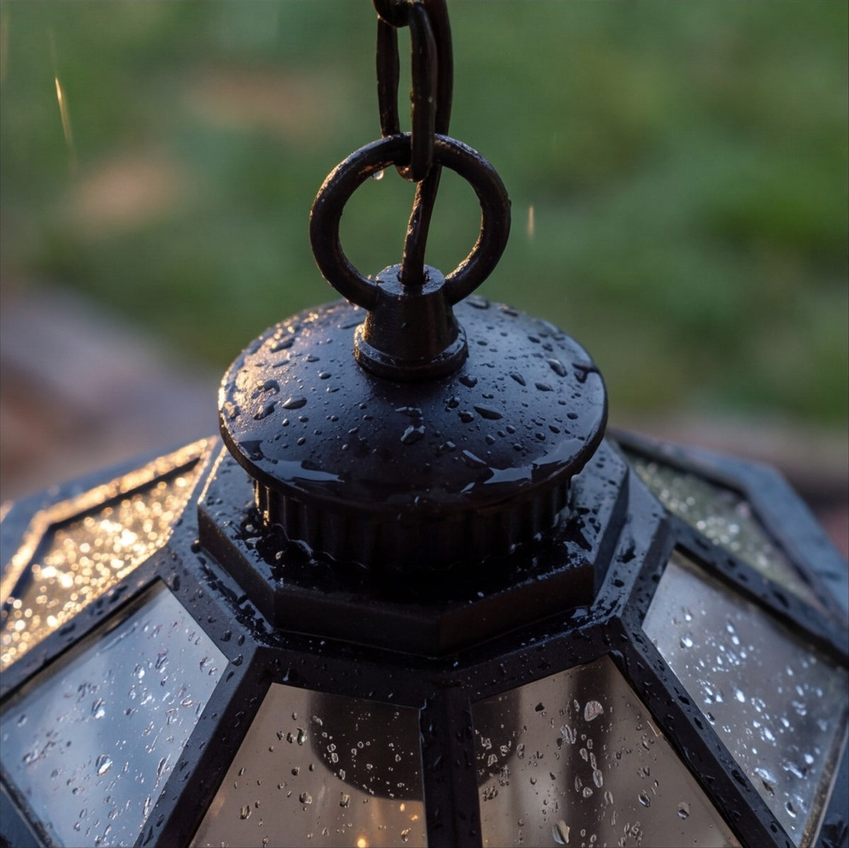 Traditional IP65 Outdoor Pendant Light with Clear Glass – Black Hanging Lantern