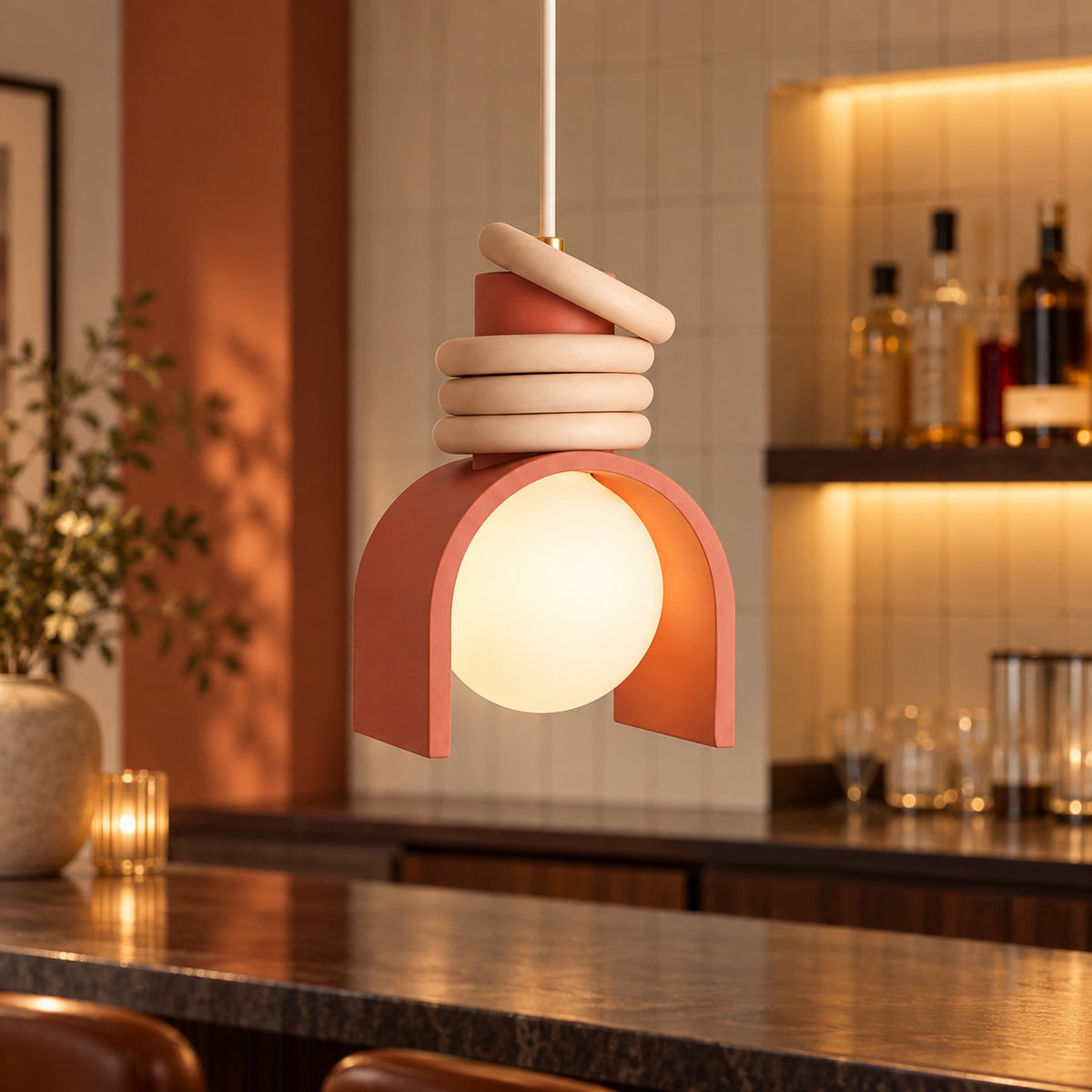 Modern Glass Pendant Light Adjustable Height Hanging Fixture LED for Kitchen Lighting