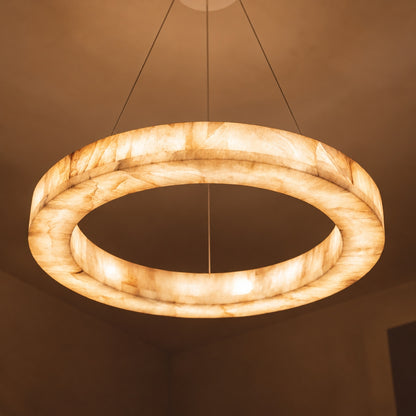 Modern Designer Chandelier Adjustable Gold Hanging Light Fixtures Alabaster LED for Dining Room