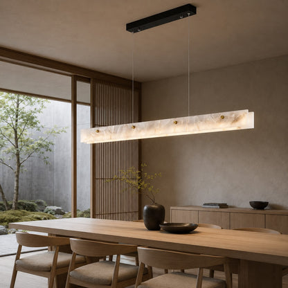 Modern Pendant Light Adjustable Hanging Stainless Steel and Marble LED Fixture for Kitchen Island