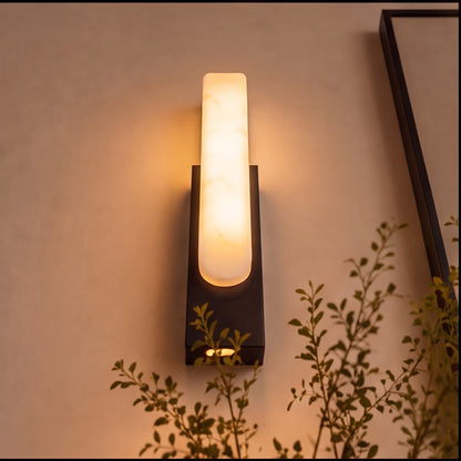 Modern Wall Light Alabaster Flush Mount Integrated LED Sconce for Indoor Use