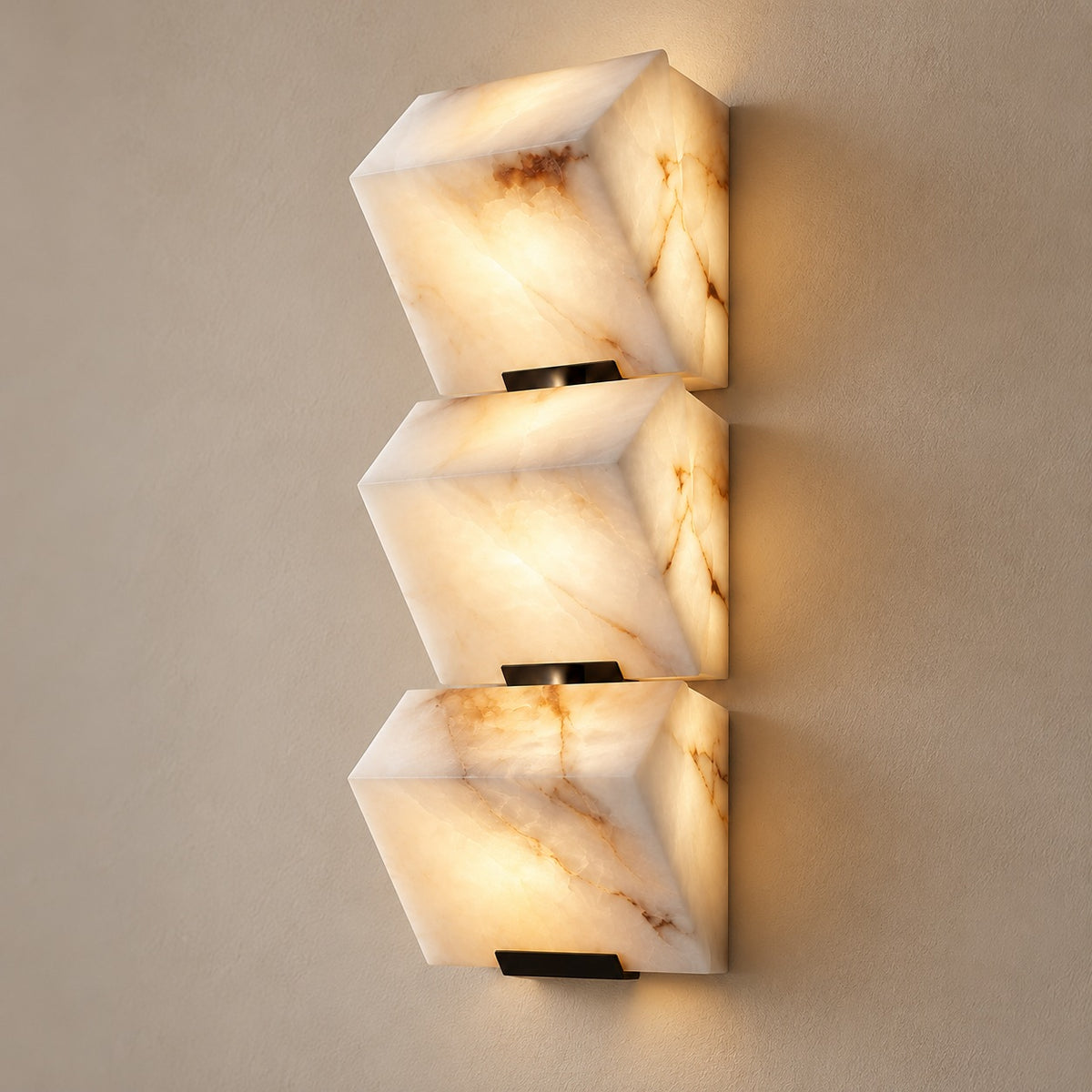 Modern Wall Light Wall Mounted Metal Frame Alabaster Shade LED for Staircase Illumination
