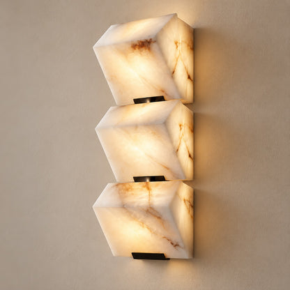 Modern Wall Light Wall Mounted Metal Frame Alabaster Shade LED for Staircase Illumination