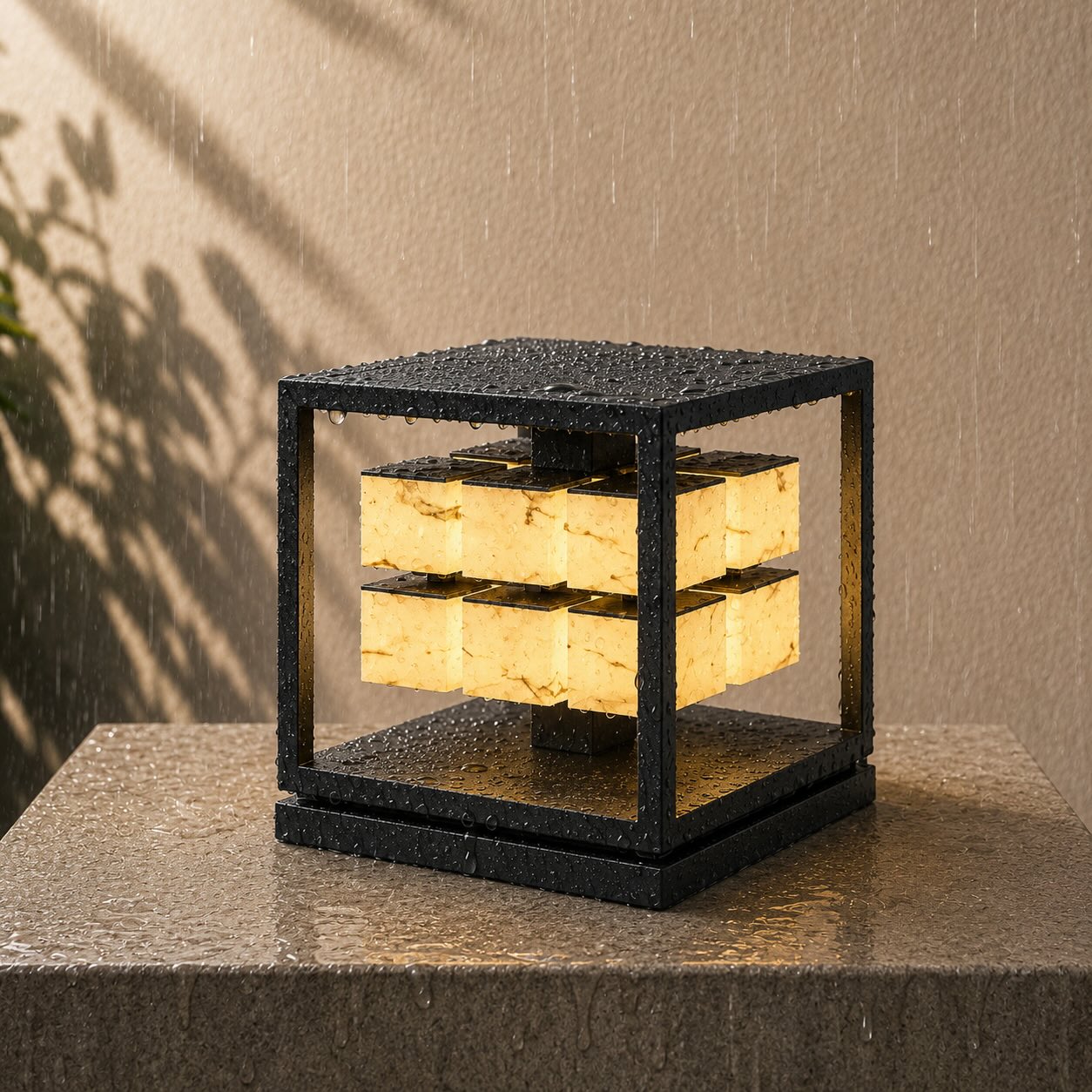 Solar Powered Modern Square Outdoor Deck Light Waterproof Stainless Steel LED Garden Fixture
