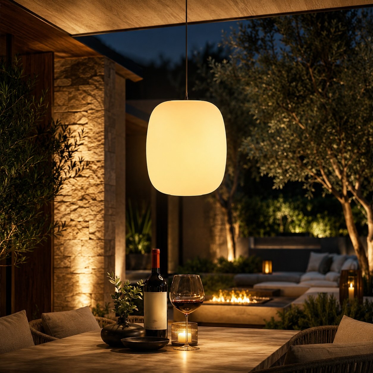 Modern Outdoor Pendant Light Fixture Hanging Waterproof Aluminum LED for Exterior Use
