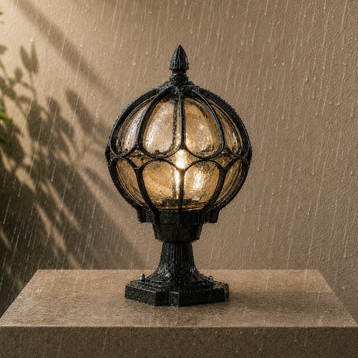 Modern Outdoor Pillar Light Wall Mounted Aluminum Base Clear Glass Shade IP65 Rated Adjustable Size