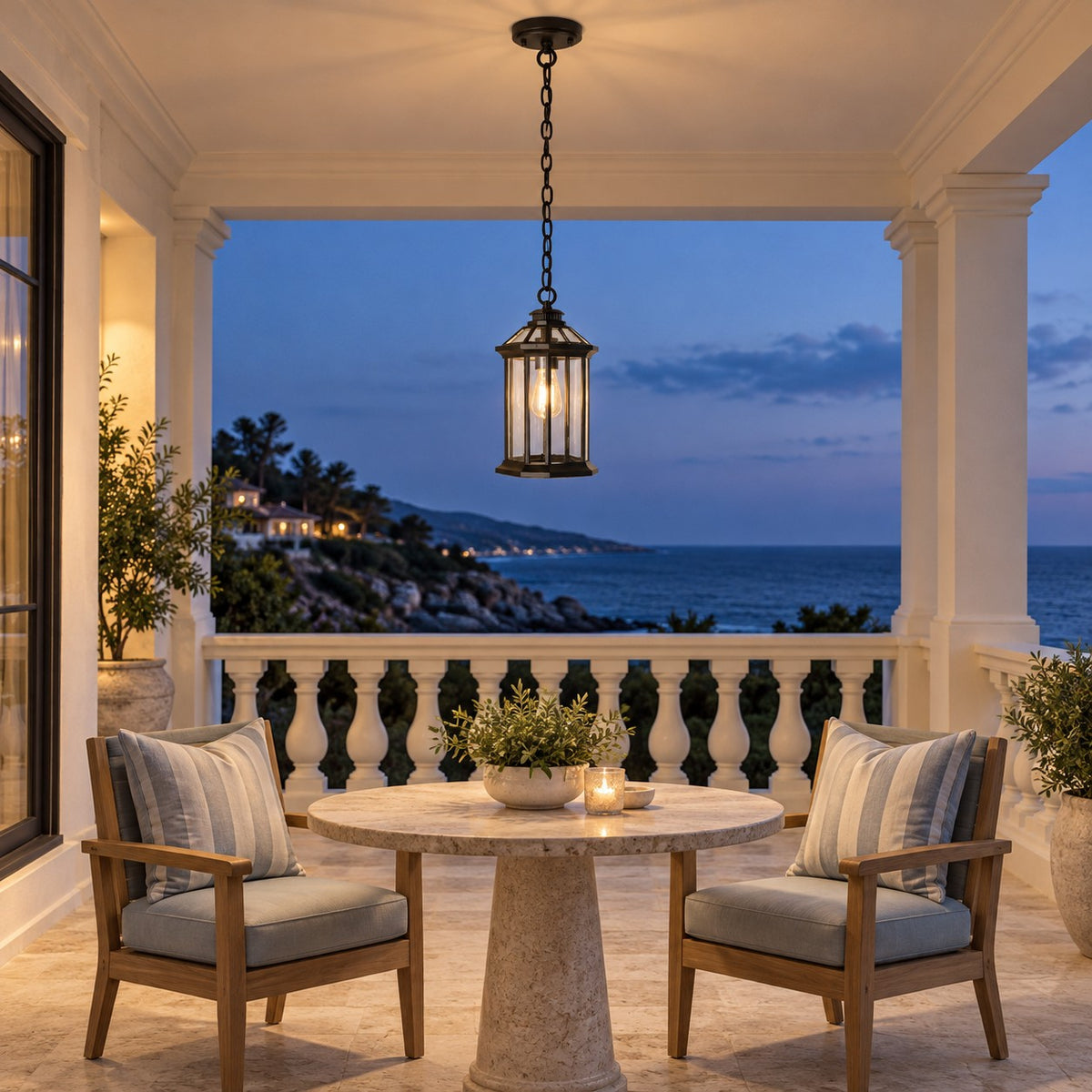 Traditional IP65 Outdoor Pendant Light with Clear Glass – Black Hanging Lantern