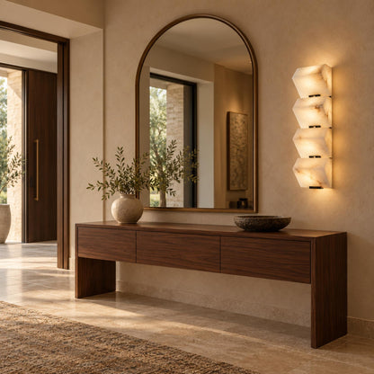 Modern Wall Light Wall Mounted Metal Frame Alabaster Shade LED for Staircase Illumination