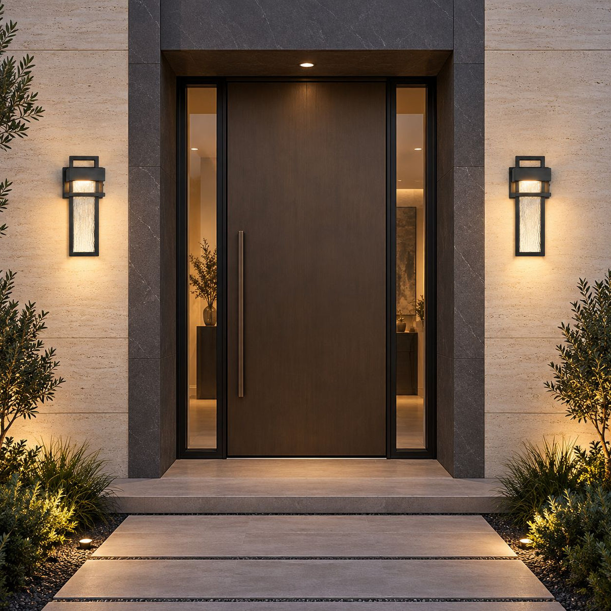 Modern Black Outdoor Wall Light Wall Mounted Aluminum 12W LED Waterproof for Exterior Use