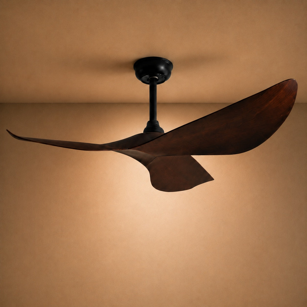 Modern Black Flush Mount Ceiling Fan with ABS Blades and 6-Speed DC Motor for Quiet Airflow