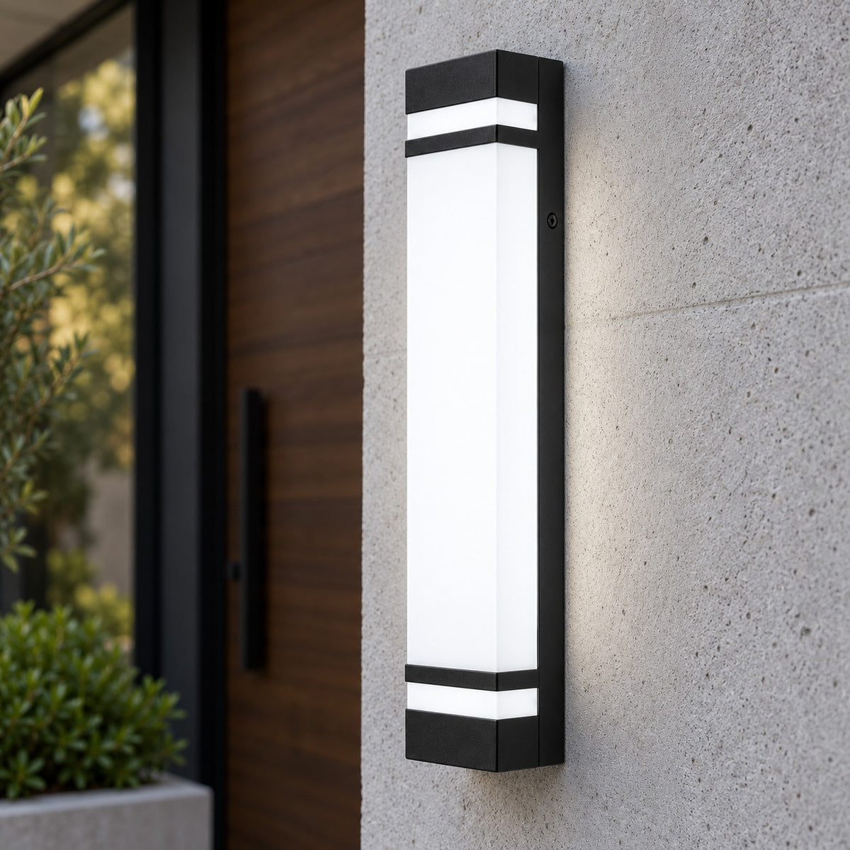 Modern Outdoor Wall Light Waterproof Black Stainless Steel LED Fixture Adjustable Color Temperature