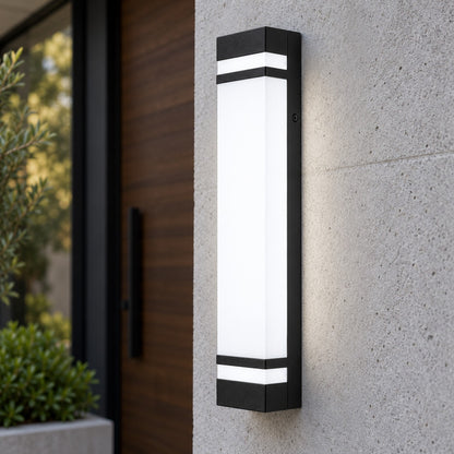 Modern Outdoor Wall Light Waterproof Black Stainless Steel LED Fixture Adjustable Color Temperature