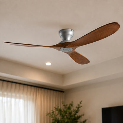 Modern Ceiling Fan with Wood Blades Flush Mount Quiet DC Motor 6-Speed Reversible Airflow