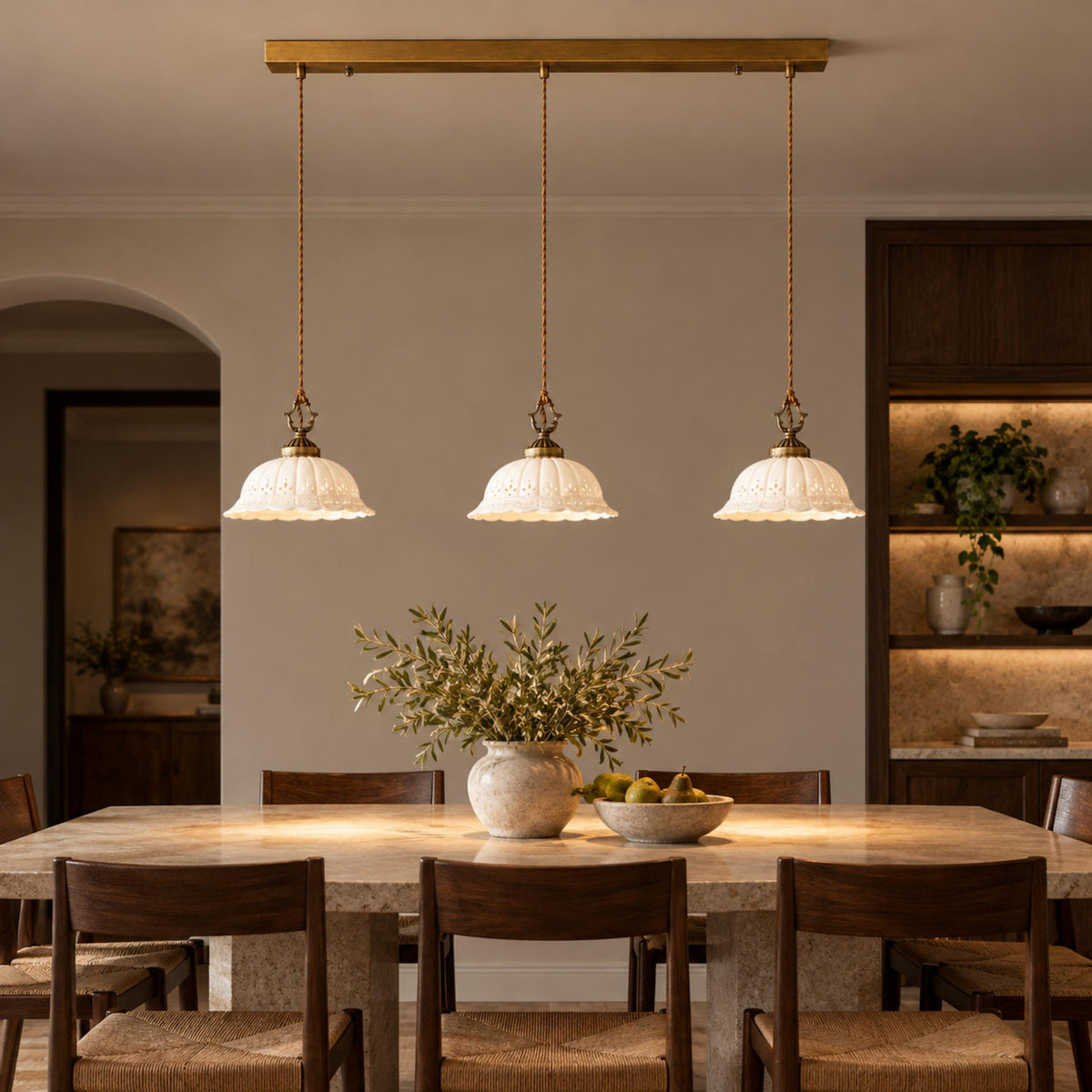 Modern Black Pendant Lighting Hanging Metal Fixture with Adjustable LED for Kitchen Island