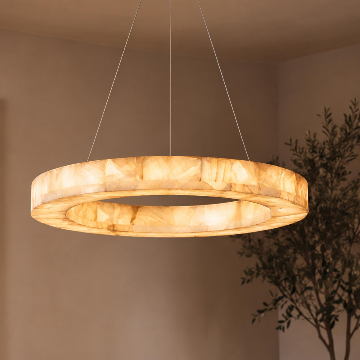 Modern Designer Chandelier Adjustable Gold Hanging Light Fixtures Alabaster LED for Dining Room