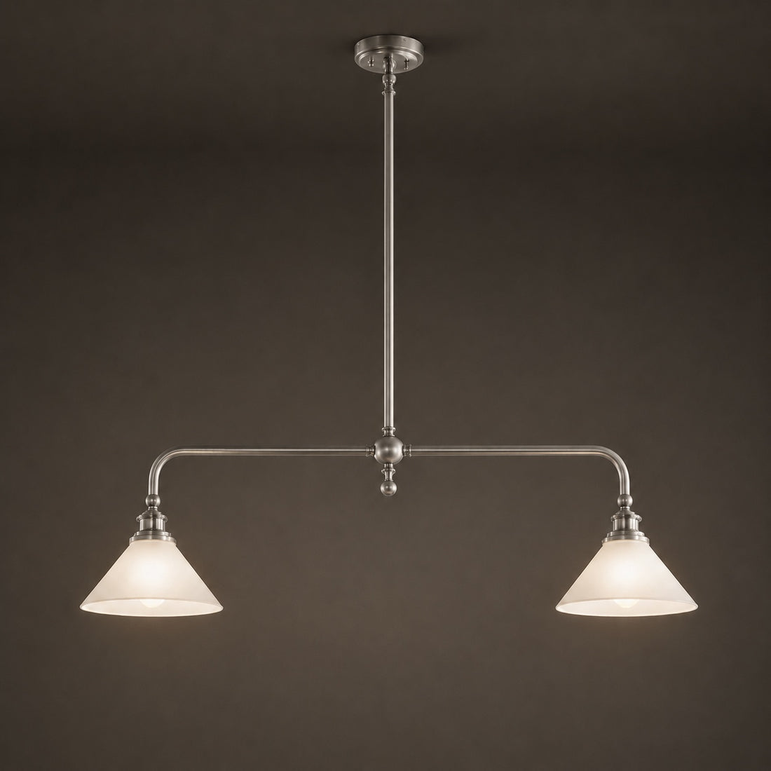 Modern Black Pendant Light Adjustable Height Glass Shade LED Hanging Fixture