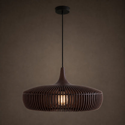 Modern Scandinavian Pendant Light Hanging Wood LED Compatible Minimalist Design 43cm Diameter