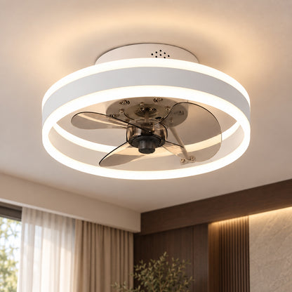 Modern Flush Mount Ceiling Fan with Dimmable LED Light ABS Blades Adjustable Color Temperature