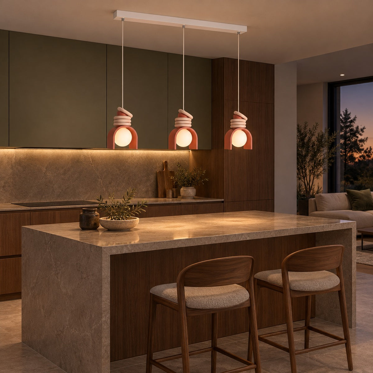 Modern Glass Pendant Light Adjustable Height Hanging Fixture LED for Kitchen Lighting