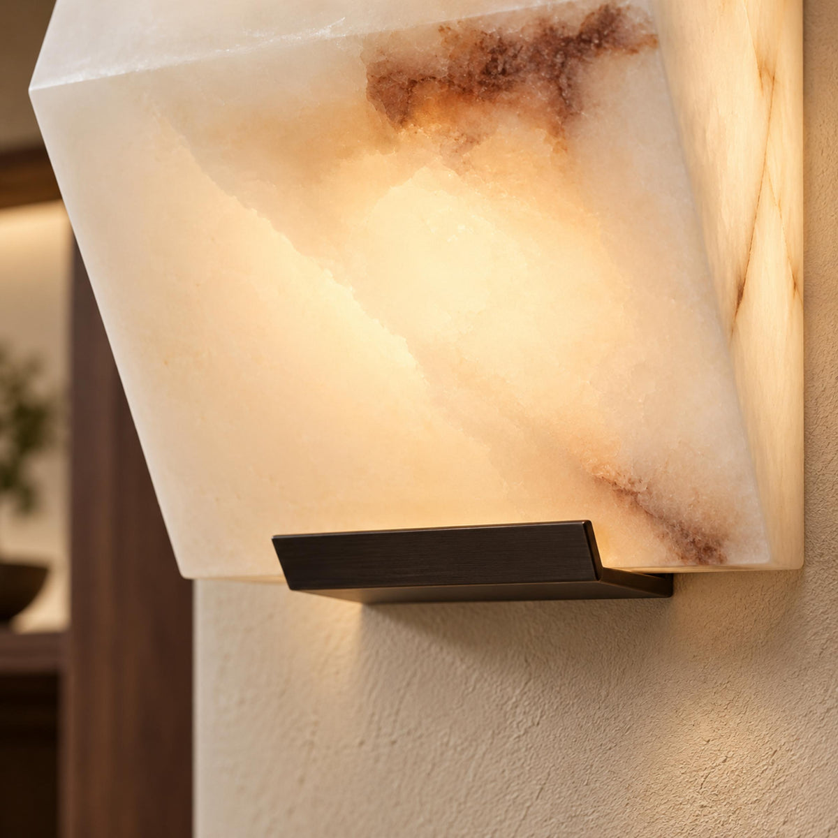 Modern Wall Light Wall Mounted Metal Frame Alabaster Shade LED for Staircase Illumination
