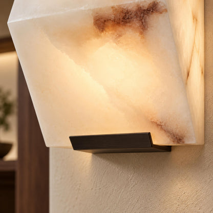 Modern Wall Light Wall Mounted Metal Frame Alabaster Shade LED for Staircase Illumination