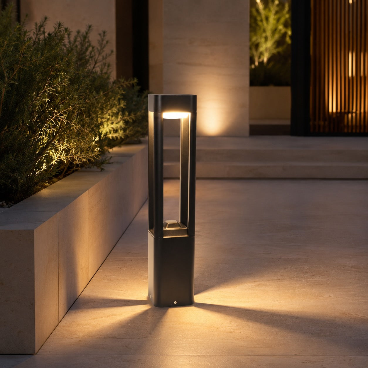 Modern Bollard Landscape Light Adjustable Height Die-Cast Aluminum LED Outdoor Lighting IP55