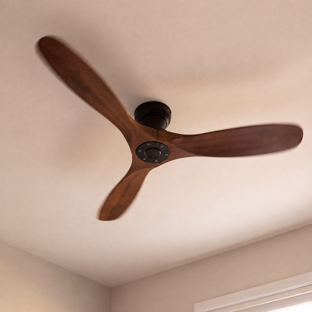 Modern Ceiling Fan with Wood Blades Flush Mount Quiet DC Motor 6-Speed Reversible Airflow