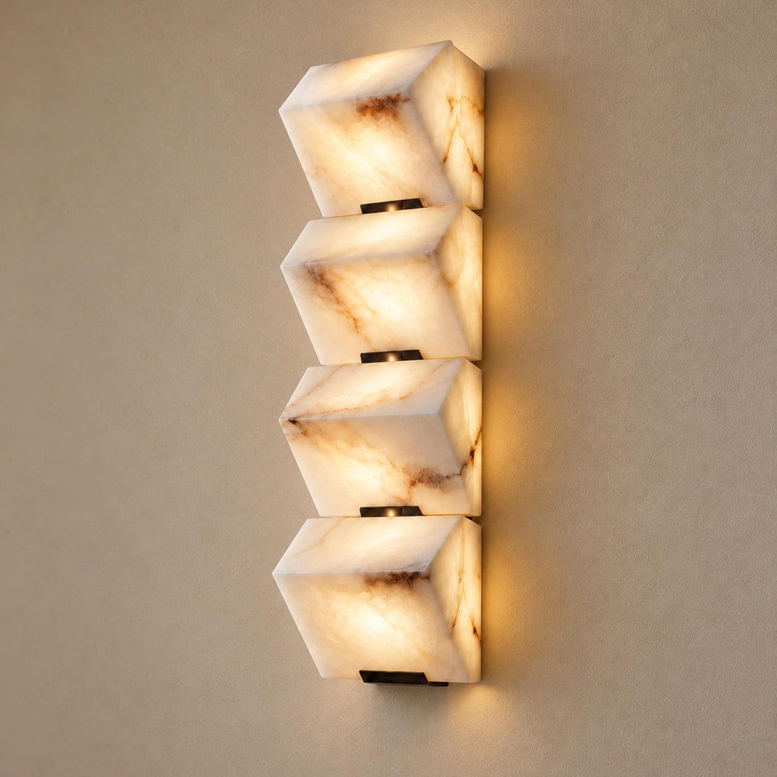 Modern Wall Light Wall Mounted Metal Frame Alabaster Shade LED for Staircase Illumination