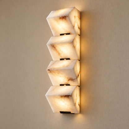 Modern Wall Light Wall Mounted Metal Frame Alabaster Shade LED for Staircase Illumination