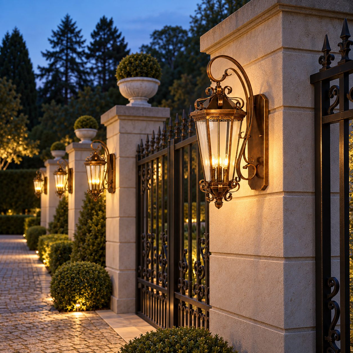 Large Traditional IP65 Outdoor Wall Light with Clear Glass &amp; Brushed Antique Bronze Finish