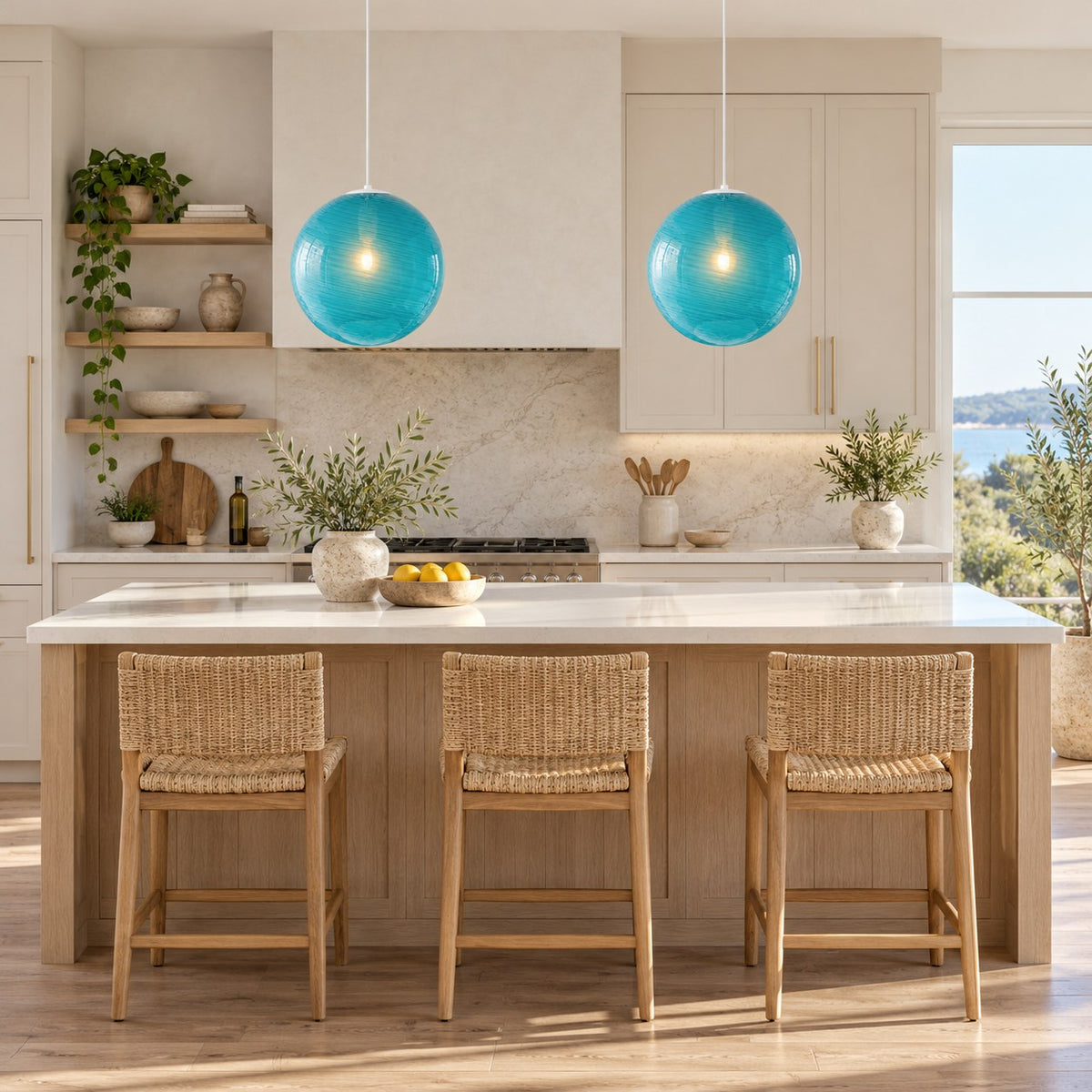 Modern Glass Pendant Lamp Adjustable Hanging Light LED Fixture for Kitchen Pendant Lighting