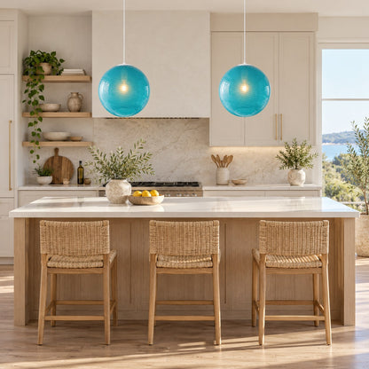 Modern Glass Pendant Lamp Adjustable Hanging Light LED Fixture for Kitchen Pendant Lighting