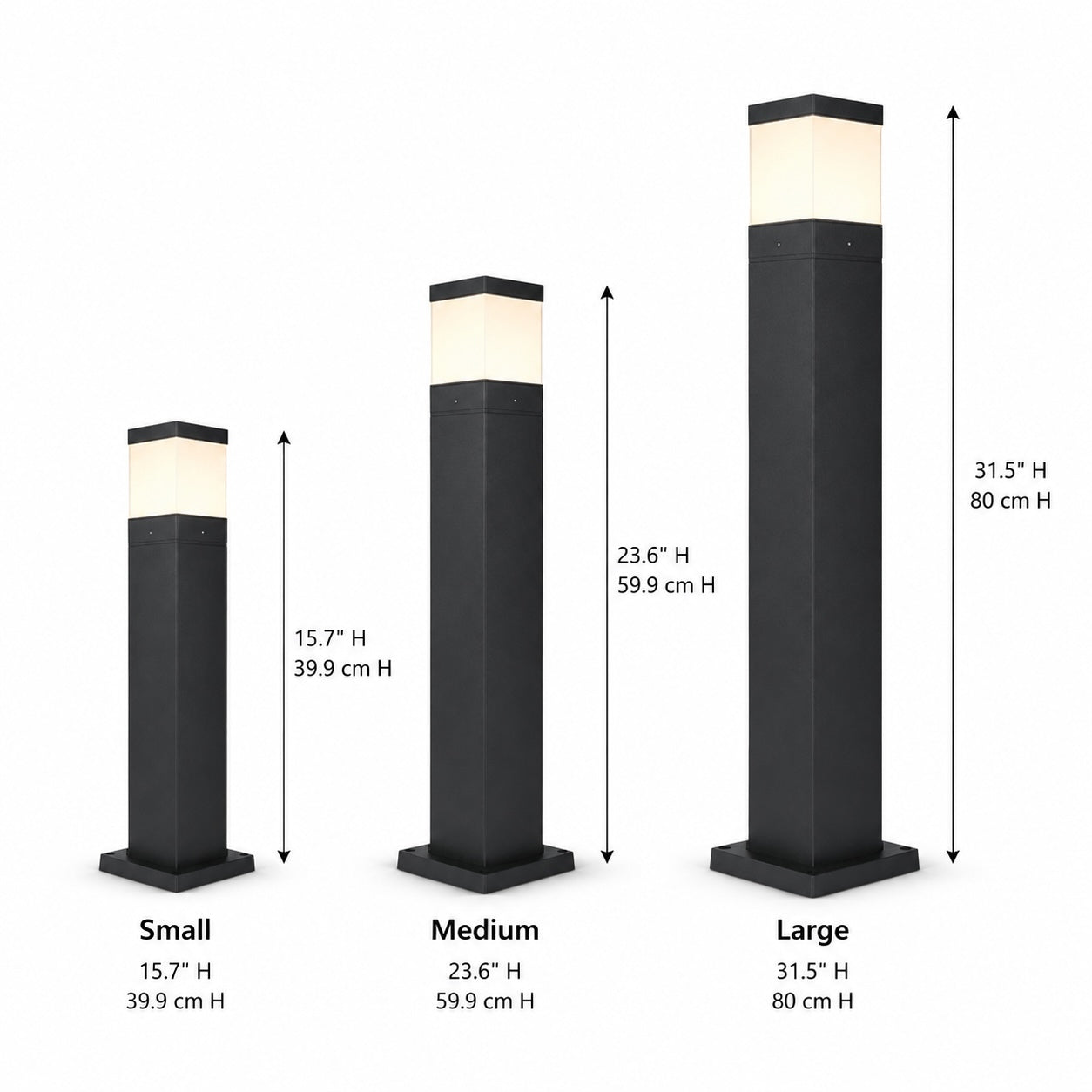 Modern Square Bollard Light Outdoor Ground Mounted Aluminum LED 7W COB Warm White 3000K