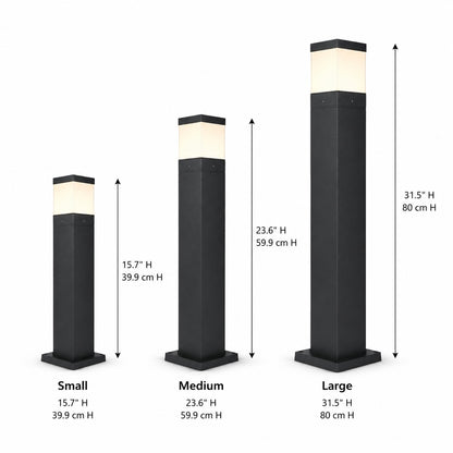 Modern Square Bollard Light Outdoor Ground Mounted Aluminum LED 7W COB Warm White 3000K