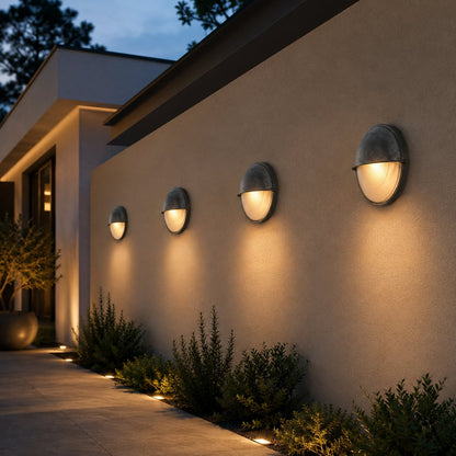 Industrial Outdoor Wall Lamp Weatherproof Metal Glass Shade LED Lighting Fixture