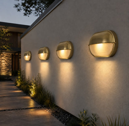 Industrial Outdoor Wall Lamp Weatherproof Metal Glass Shade LED Lighting Fixture