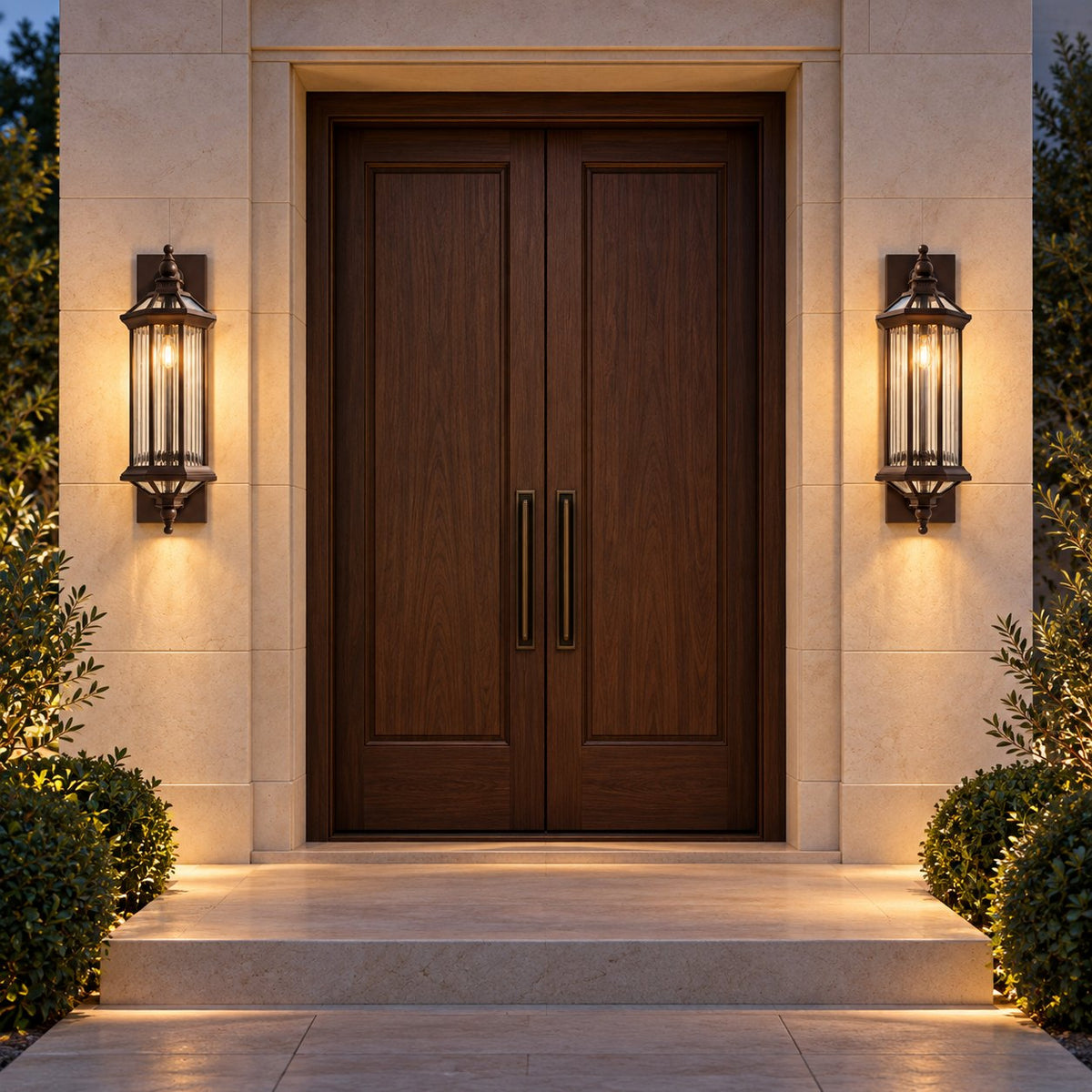 Traditional IP65 Outdoor Wall Light with Clear Glass &amp; Bronze Gold Die-Cast Aluminium Frame