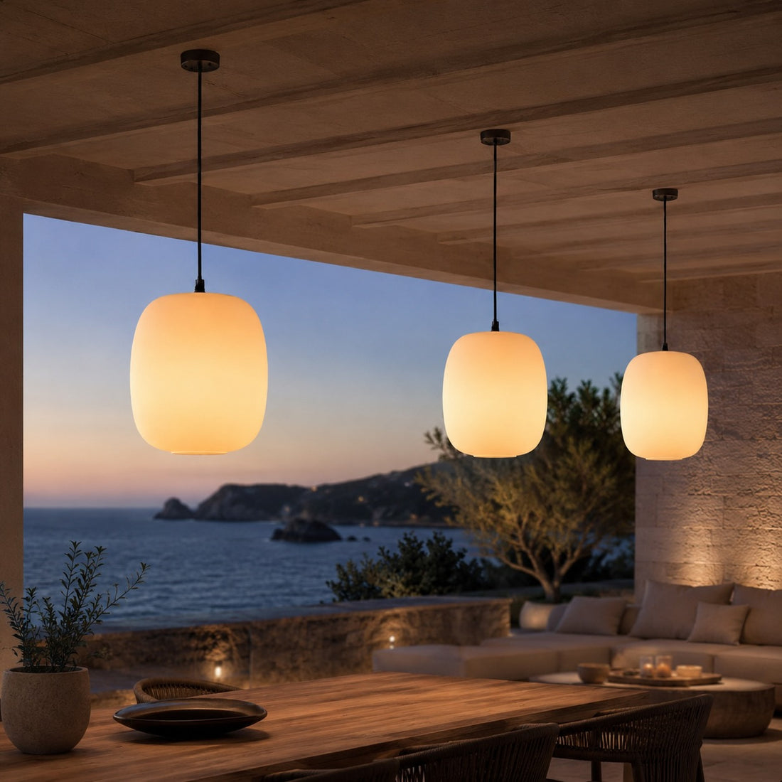 Modern Outdoor Pendant Light Fixture Hanging Waterproof Aluminum LED for Exterior Use