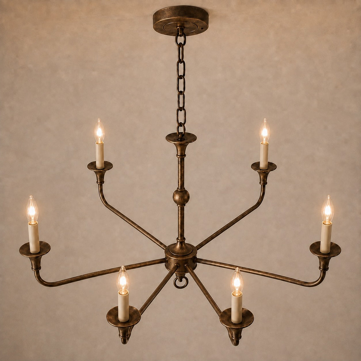 Modern Chandelier 5-Head Adjustable Flush Mount Brass E14 Candelabra Bulbs Exposed Design